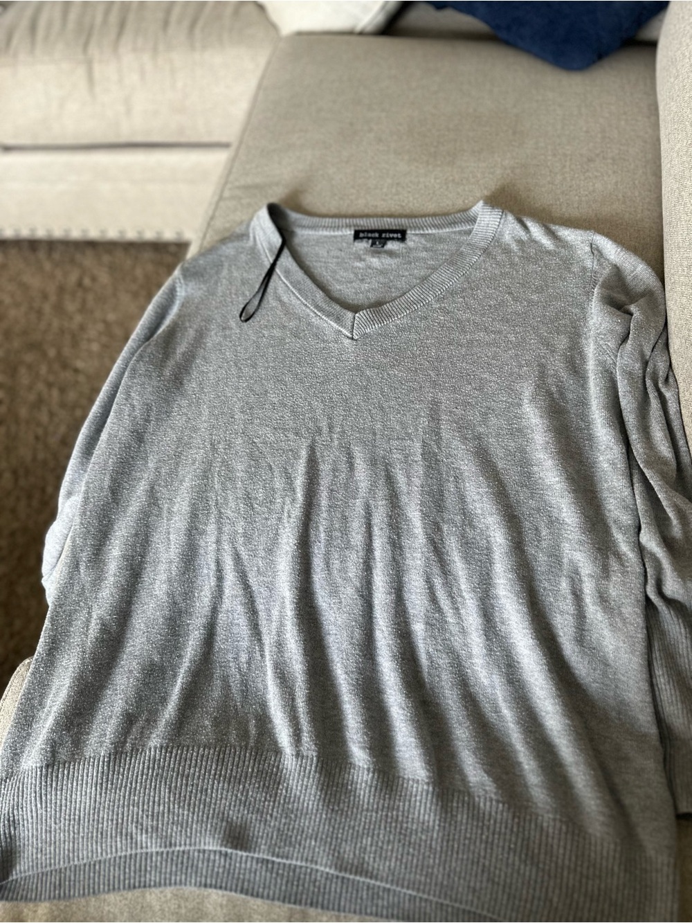 Marc New York Gray V-Neck Women’s Sweater